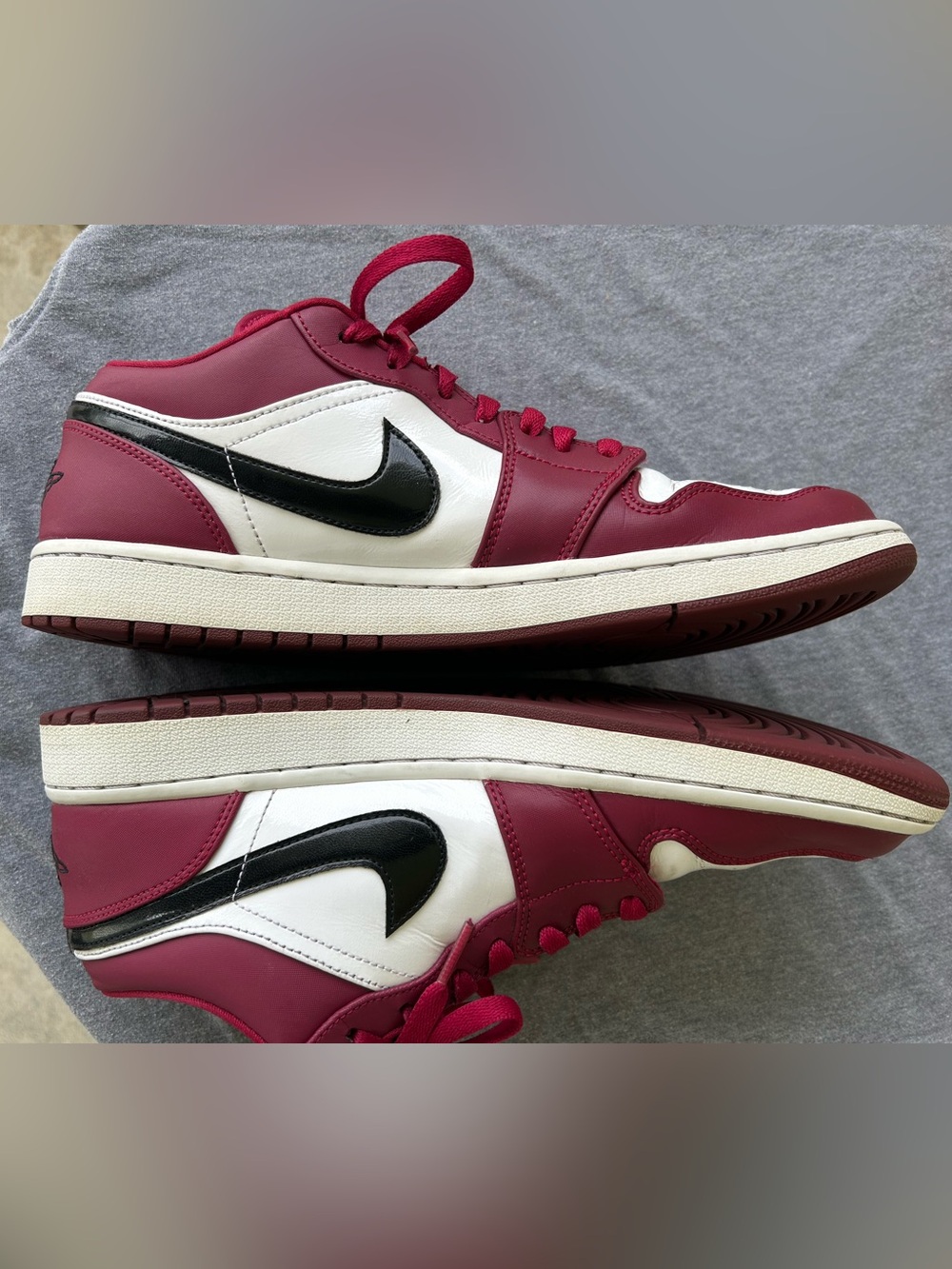 Jordan 1 Noble Red and White Low-Top Sneakers - Picture 6 of 9